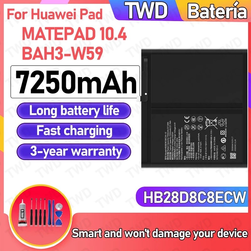HB28D8C8ECW HB28D8C8ECW-12 แบตเตอรี่ความจุขนาดใหญ่สําหรับ MATEPAD 10.4/ BAH3-W59 แบตเตอรี่ใหม่ High 