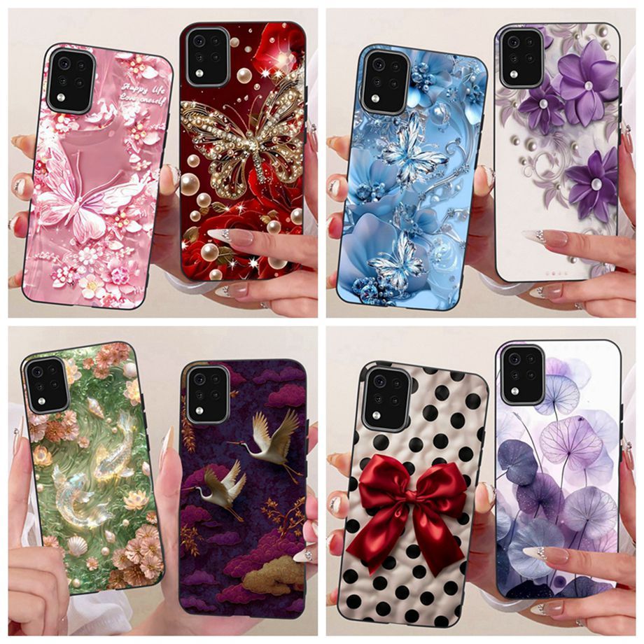 สําหรับ LG K42 LM-K420 / K52 2020 LMK520 สีดําซิลิโคนนุ่มผีเสื้อดอกไม้ทาสีสําหรับ LGK42 K 52 เคสโทรศ