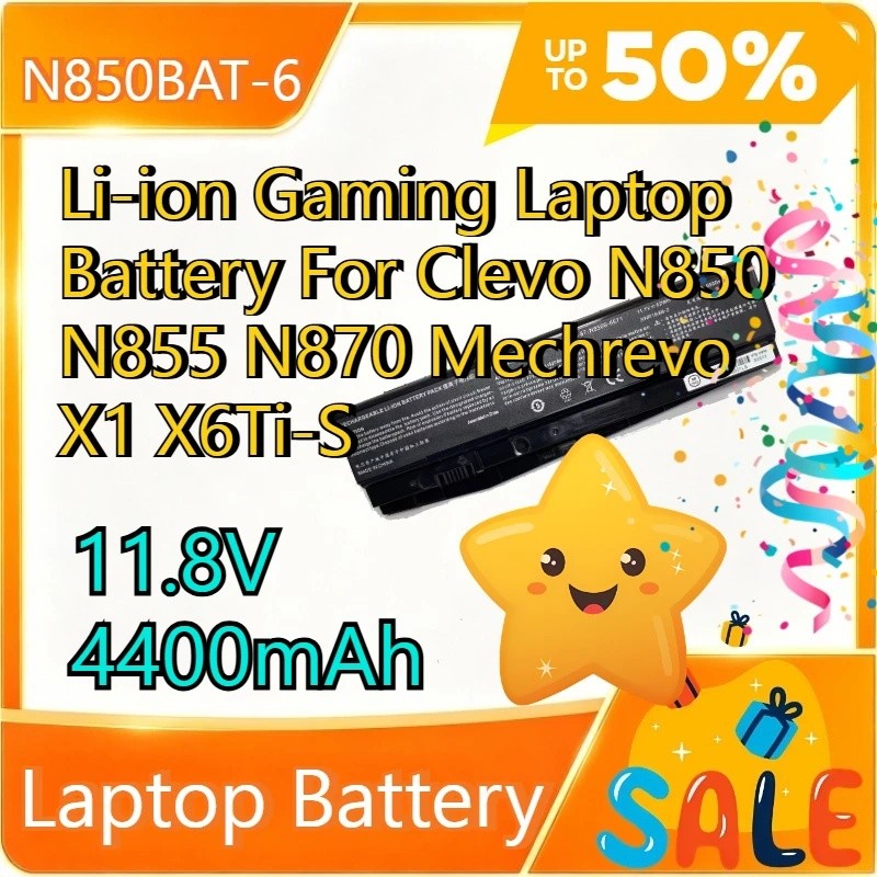 N850BAT-6 11.8V 4400mAh Li-ion แบตเตอรี่แล็ปท็อปสําหรับ Clevo N850 N855 N870 Mechrevo X1 X6Ti-S