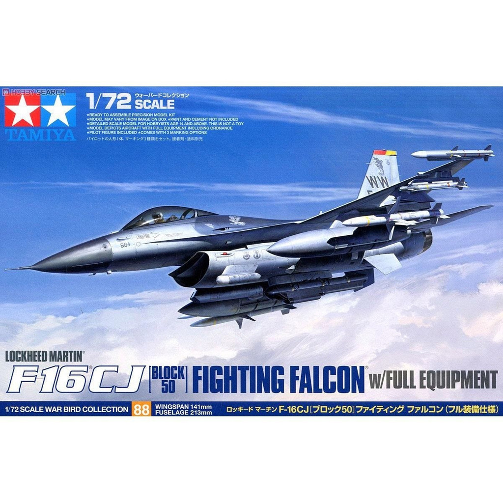 โมเดล 3G Tamiya ประกอบเครื่องบิน 60788 American F-16CJ Fighting Falcon Fighter 1/72