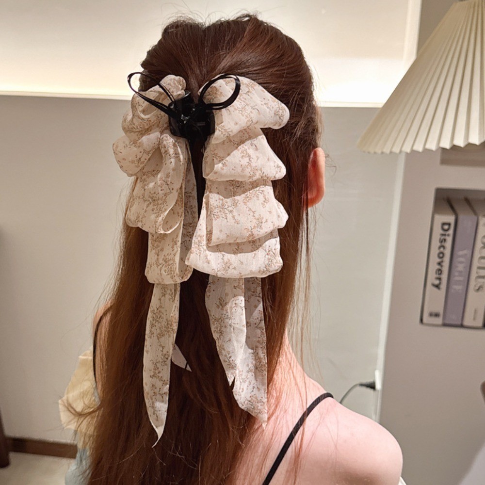 ใหม่ดอกไม้ Streamer Grabber คลิปผมหางม้าด้านหลังหัว Hairpin Super Fairy ฤดูร้อนลําแสงดอกไม้ Grabber หญิงสไตล์ฝรั่งเศส — صورة 7