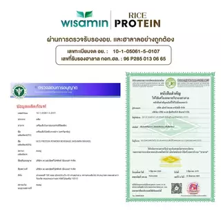 ORGANIC RICE PROTEIN เครื่องดื่มโปรตีนจากข้าว 100% (ตราวิษามิน) ออแกรนิค ปลอดกลูเตน ปลอด GMO จำนวน 1 ถุง ปริมาณ 100 กรัม