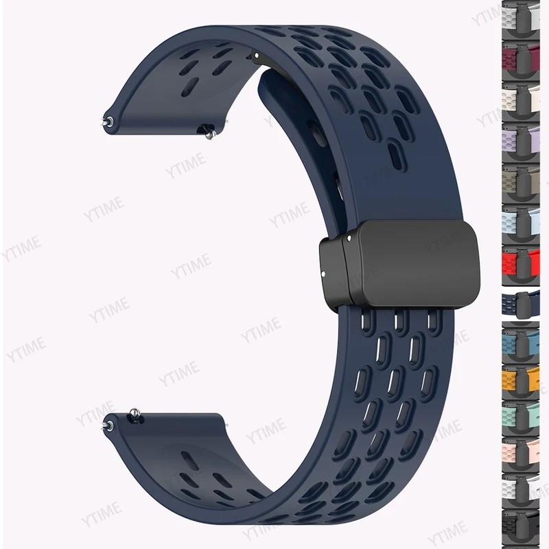 แม่เหล็กพับหัวเข็มขัดสําหรับ Amazfit Bip 6 5 Correa GTR 4 3 Pro 2 2E SmartWatch 22 มม.ซิลิคอนสําหรับ