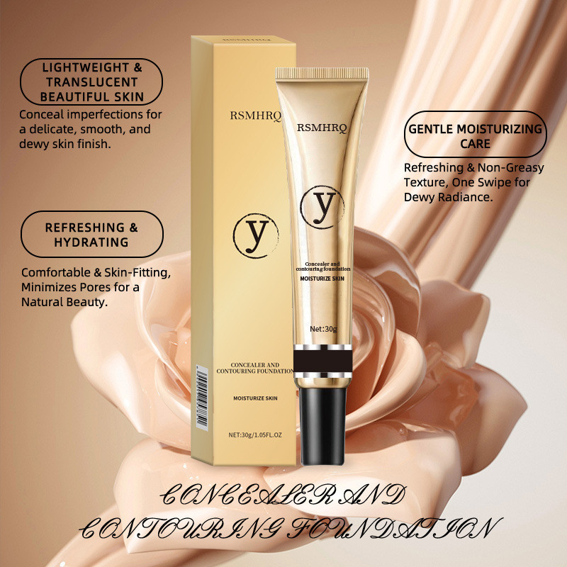 RSMHRQ คอนซีลเลอร์และรองพื้นคอนทัวร์ 30g, รองพื้น Dewy Finish Hydrating Lightweight, ปกปิดฝ้า Minimi