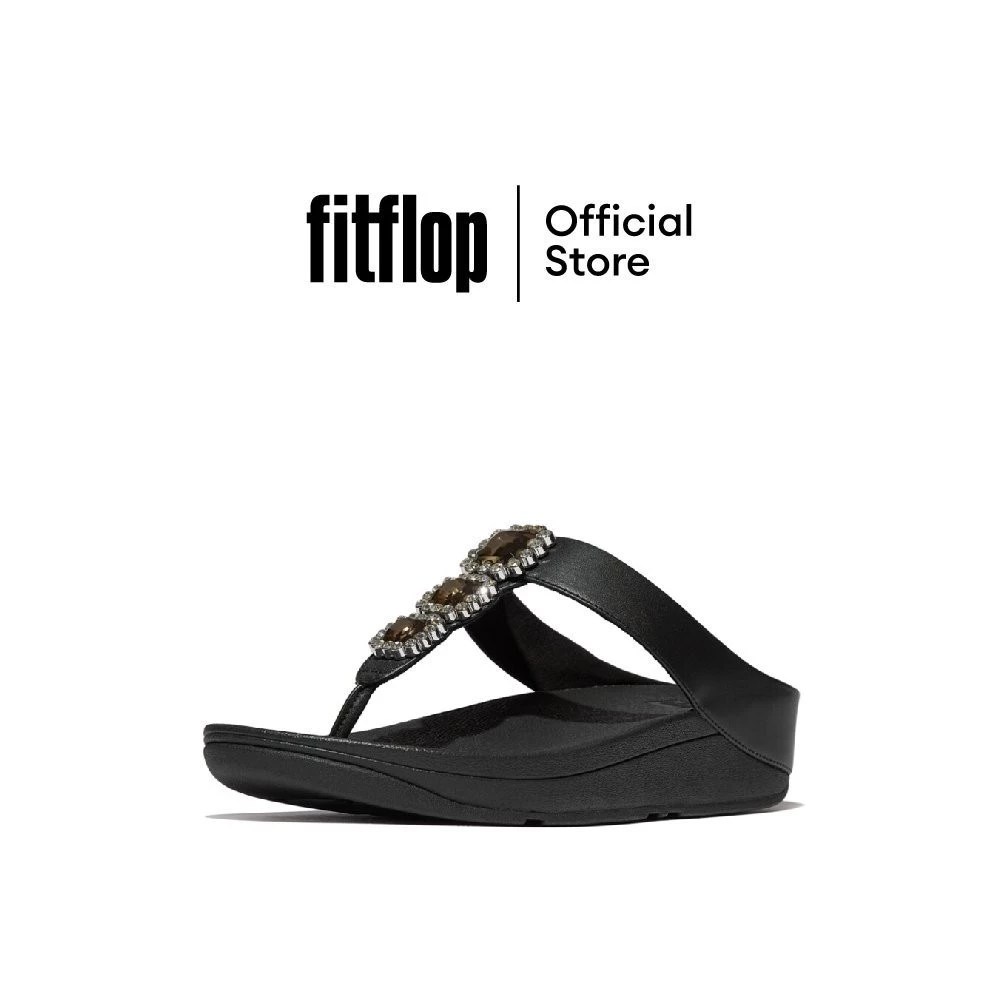 FITFLOP FINO CRYSTAL-JEWEL TOE-POST รองเท้าแตะแบบหูหนีบผู้หญิง รุ่น E1K-001 สี BLACK