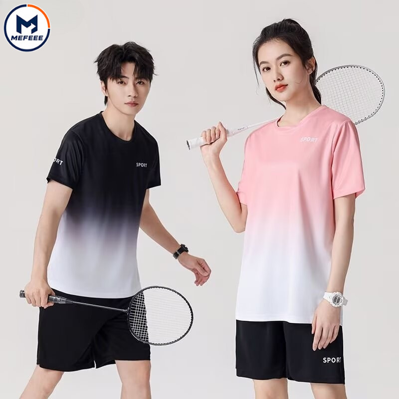 MEFEEE ชุดกีฬากลางแจ้ง ผ้าไหมน้ำแข็งแห้งเร็ว พิมพ์ลายทันสมัย เหมาะสำหรับผู้ชายและผู้หญิง