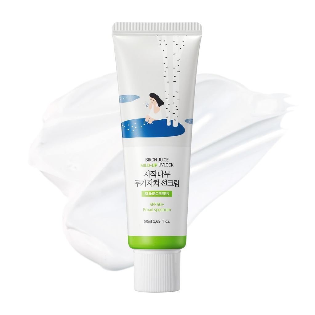 ROUND LAB Birch Juice Mild-up UV LOCK SPF 50+ ครีมกันแดดผสมซิงค์ออกไซด์ ปกป้องผิวจากแสงแดดในวงกว้าง 