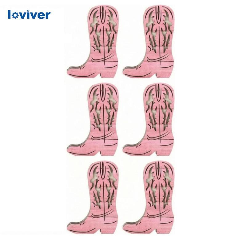 [Loviver] 6 ชิ้น Rustic Cowboy Boot Wall แจกัน Vintage Boot-Shaped Wall แจกันธรรมชาติตกแต่งแขวนง่ายส