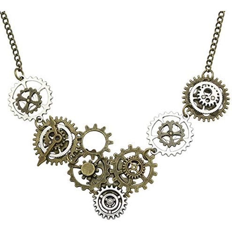 RechicGu สไตล์นาฬิกา Clockwork Hand Gear Cog Steampunk สร้อยคอ Vintage Golden สีและเงิน