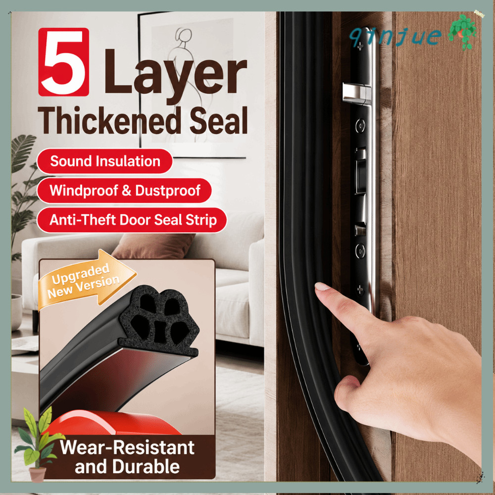 QINJUE Weatherstrip, EPDM 5 ชั้นแถบปิดผนึกประตู,ยืดหยุ่น Self-Adhesive กันน้ํากันกระแทก Gap Seal เทป