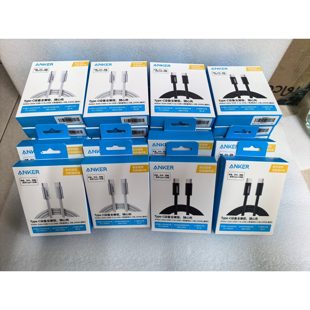 Anker Anker 240W Dual Type C สายชาร์จข้อมูล A8060 สายเคเบิลข้อมูลแบบถักชาร์จเร็ว