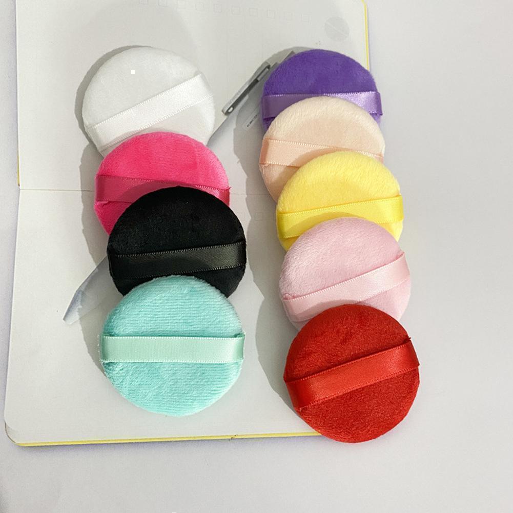 Professional Round Shape Powder Foundation Puff Portable Flocking Makeup Foundation Sponge A3j1