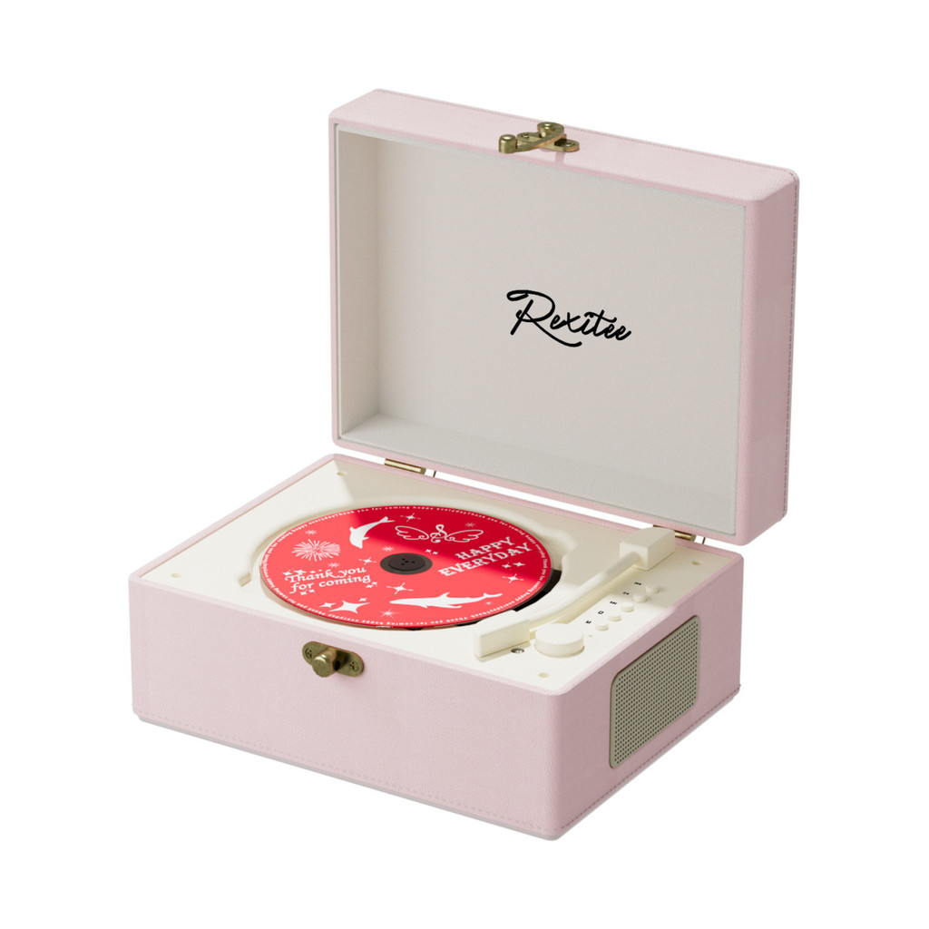 Yuexin Retro CD Player อัลบั้มเพลงลําโพงบลูทูธเครื่องเล่นไวนิล CD Audio แบบพกพา