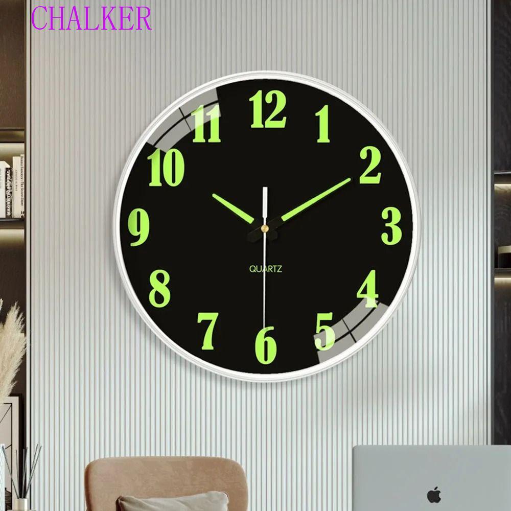 นาฬิกาแขวนควอตซ์ CHALKER, นาฬิกาแขวนเรืองแสงเงียบพลาสติก, ของตกแต่งบ้านแฟชั่นรอบเวลาแม่นยําร้านนาฬิกาดิจิตอล