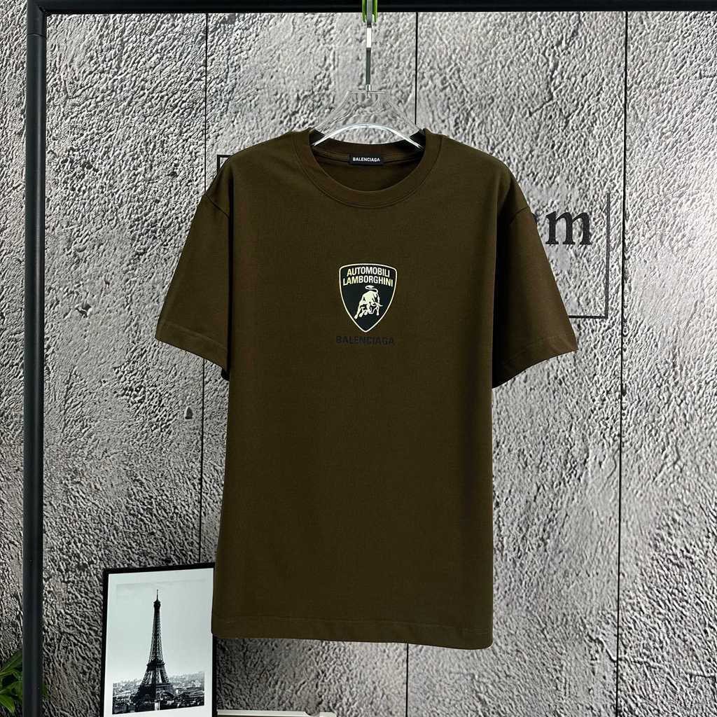 Balenciaga Balenciaga 2026 คลาสสิกรอบคอแขนสั้นเสื้อยืดผู้ชายผู้หญิงสไตล์เคาน์เตอร์สไตล์โลโก้พิมพ์คมช