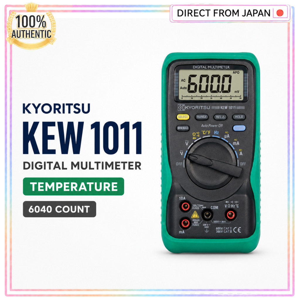 KYORITSU KEW 1011 Digital Multimeter with Temperature Probe 6040 Count AC/DC 600V