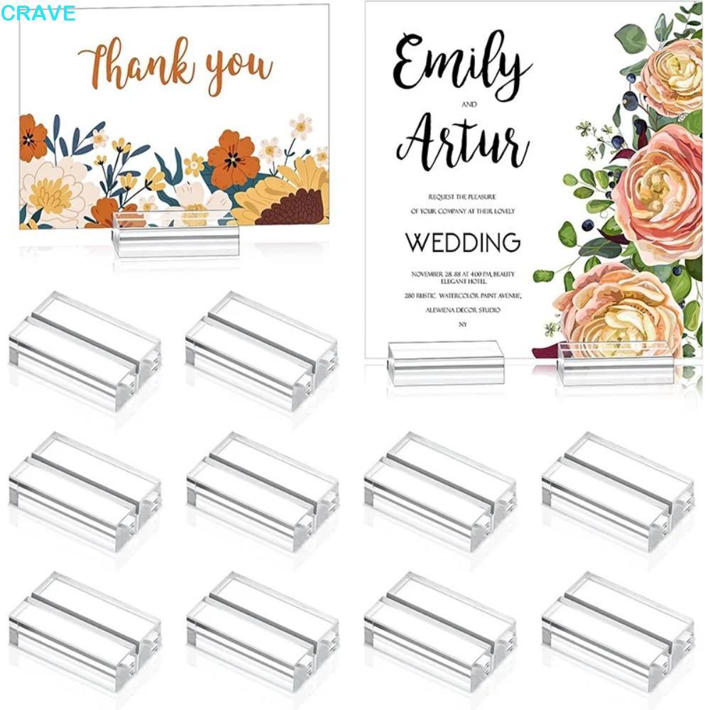 CRAVE ขาตั้งอะคริลิค,ใสทนทานPlace Card Holder,อุปกรณ์งานเลี้ยงวันเกิด DIY Blank Transparent Sign Hol