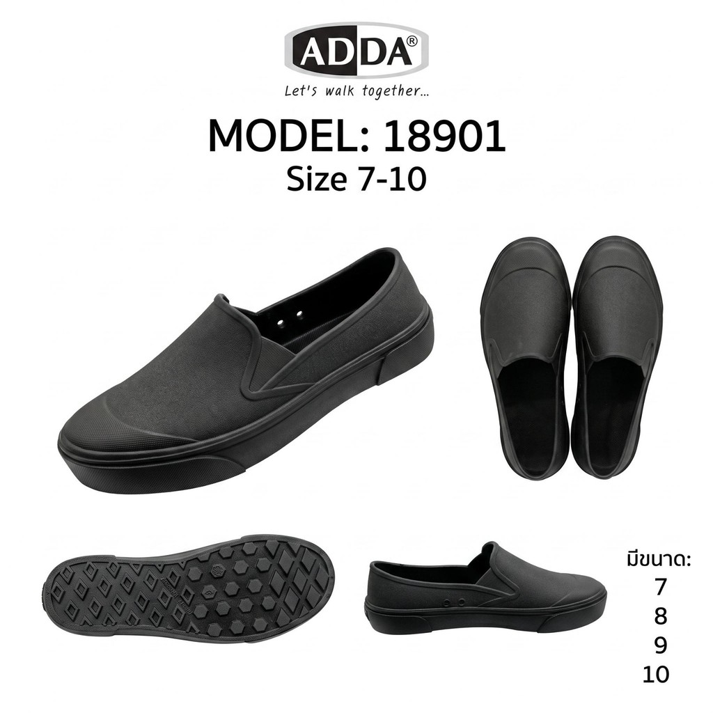 ADDA รุ่น 18901M1 (ไซส์ 7-10) รองเท้าแตะลำลองผู้ชายแบบสวม รองเท้าหุ้มส้น