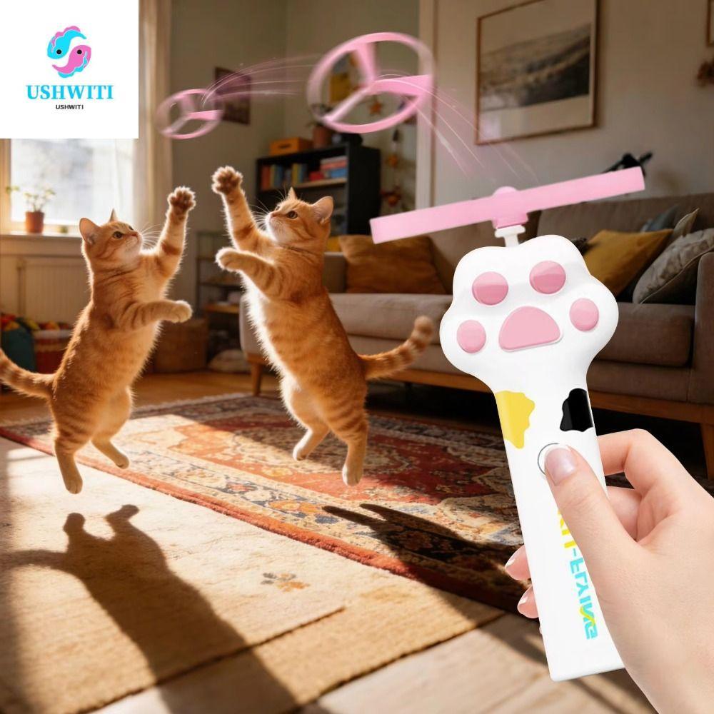 MLINX Cat Flying Disc ของเล่น, 6 Flying Discs Glow ลูกแมว Flying Saucer, ตลก USB ชาร์จไฟฟ้าหมุน Flyi