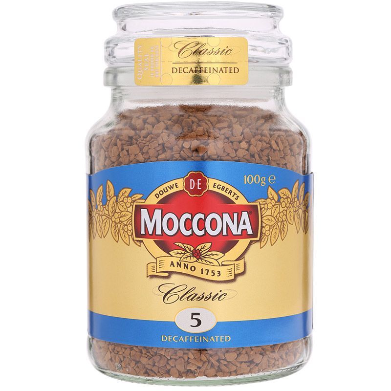 มอคโคน่าดีคาฟีเนต ฟรีซดรายกาแฟสำเร็จรูปพรีเมี่ยมขวด 100กรัม Moccona Decaffeinated 100g [หมายเลขบาร์โค้ด 8711000055526 ]
