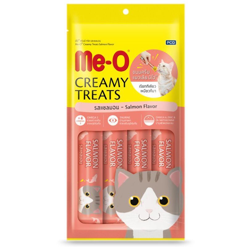 มีโอครีมมี่ทรีตขนมแมวเลียรสแซลมอล 15กรัม แพค 4 MeoCreamySalmon15g X4 [หมายเลขบาร์โค้ด 8850477013698]