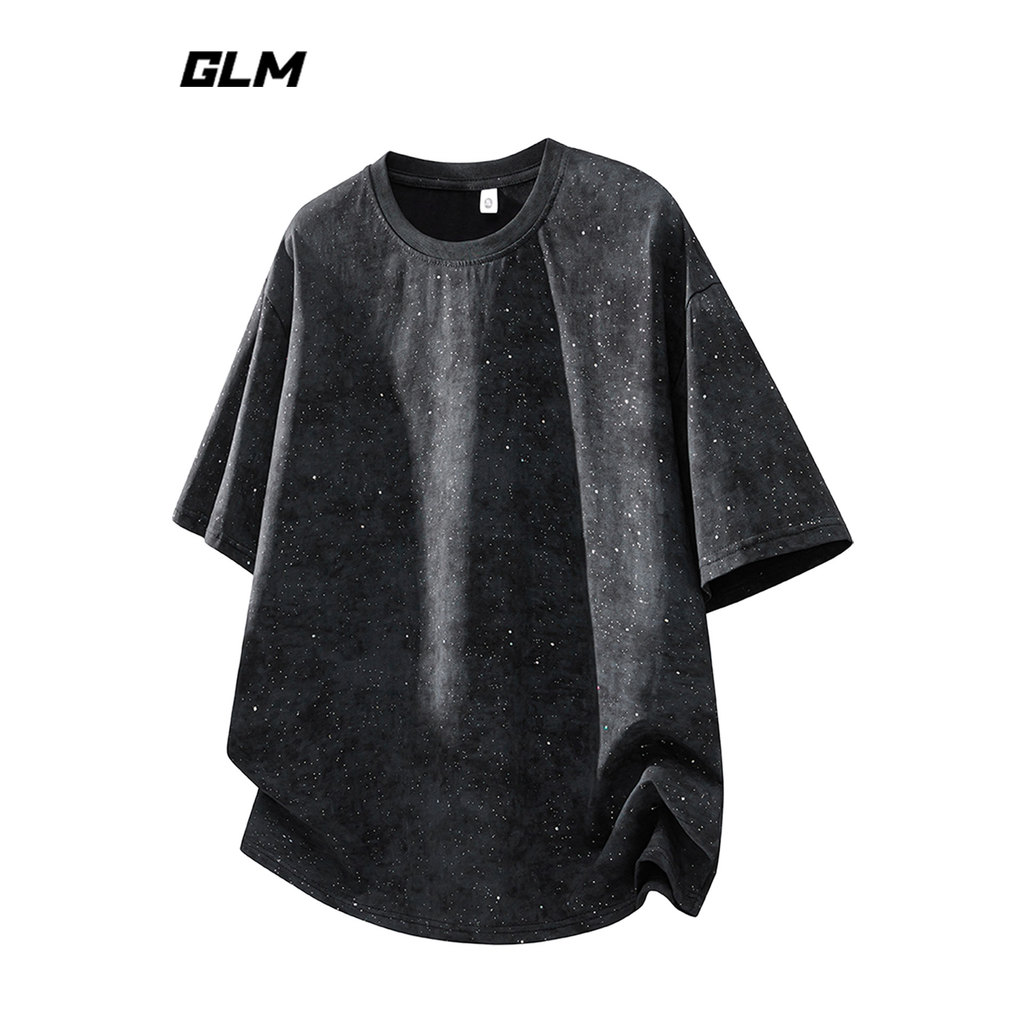 GLM อย่างเป็นทางการแท้สีดํา Gypsophila เสื้อยืดแขนสั้นผู้ชายฤดูร้อนแฟชั่น All-Match หลวม Breathable 