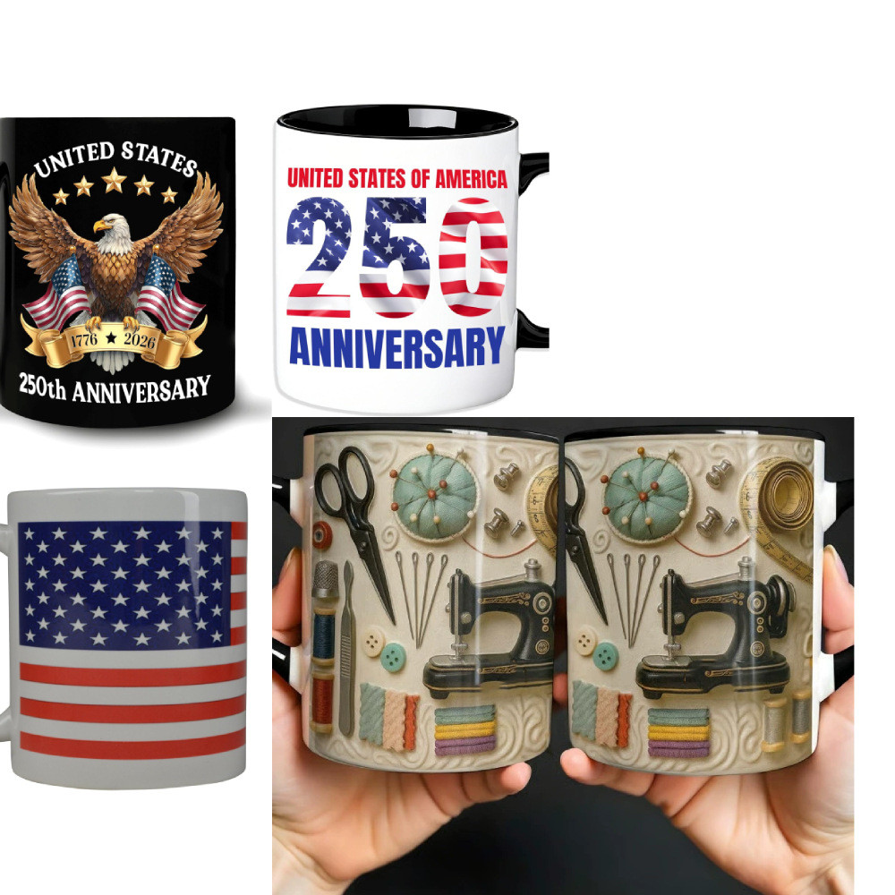 GESE Tailor Pattern Cup 11OZ American 250th Anniversary สีดําสีขาวแก้ว DIY ของขวัญ