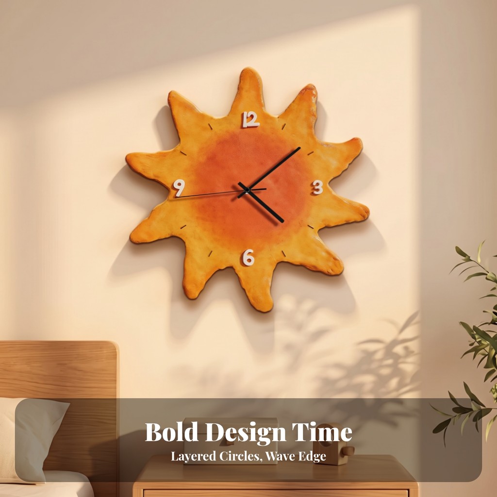Radial Wall Clock Non Ticking Radial Clock ตกแต่งย้อนยุคสําหรับห้องนั่งเล่น, Cafe