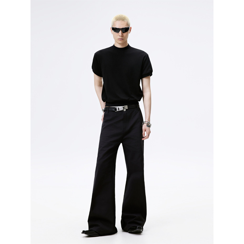 FRKM SCD 26 SS Slim-fit Ribbed แคบ-เอวยืดแขนสั้นคอเล็ก All-match สั้นติดตั้ง T @-