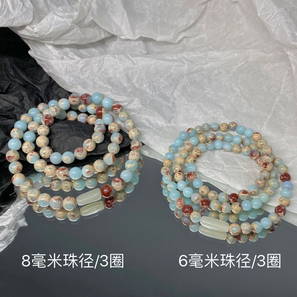 Multi-Circle สไตล์จีนมือหญิงรู้สึกวรรณกรรมใหม่ String โบราณ 3yy เกรดสูงธรรมชาติ Shoushan สร้อยข้อมือ