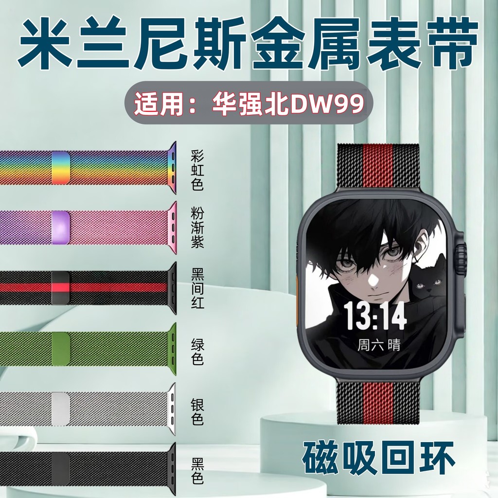 เหมาะสําหรับ Huaqiangbei DW99 สายนาฬิกา DW99Pro สมาร์ทสร้อยข้อมือกีฬาสายรัดข้อมือ DW100A Milanese DW
