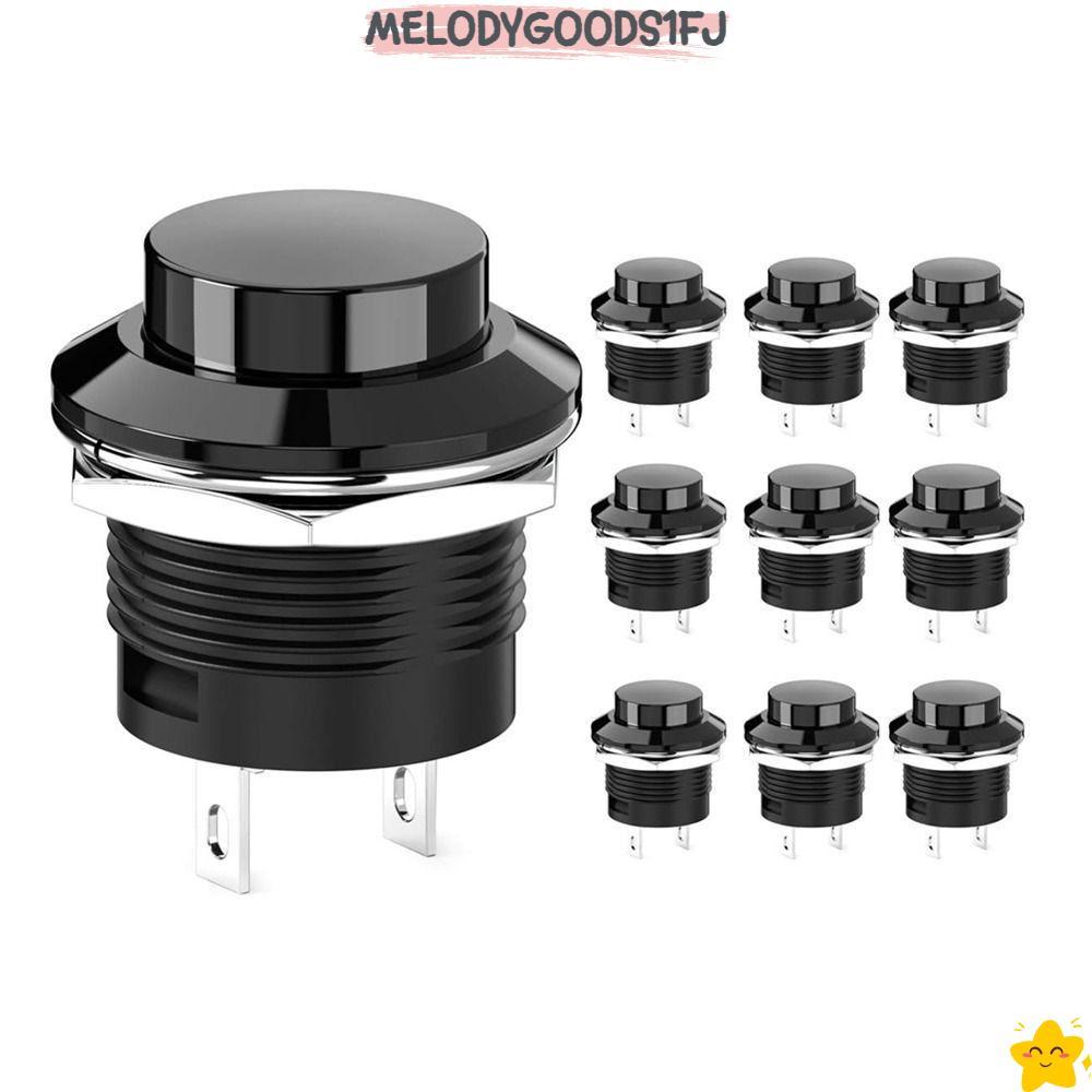 MELODYGOODS1FJ สวิตช์ปุ่มกด Momentary, สวิตช์กลม Mini, ทนทาน Balck Cap AC 250V / 3A AC 125V /6A -ON