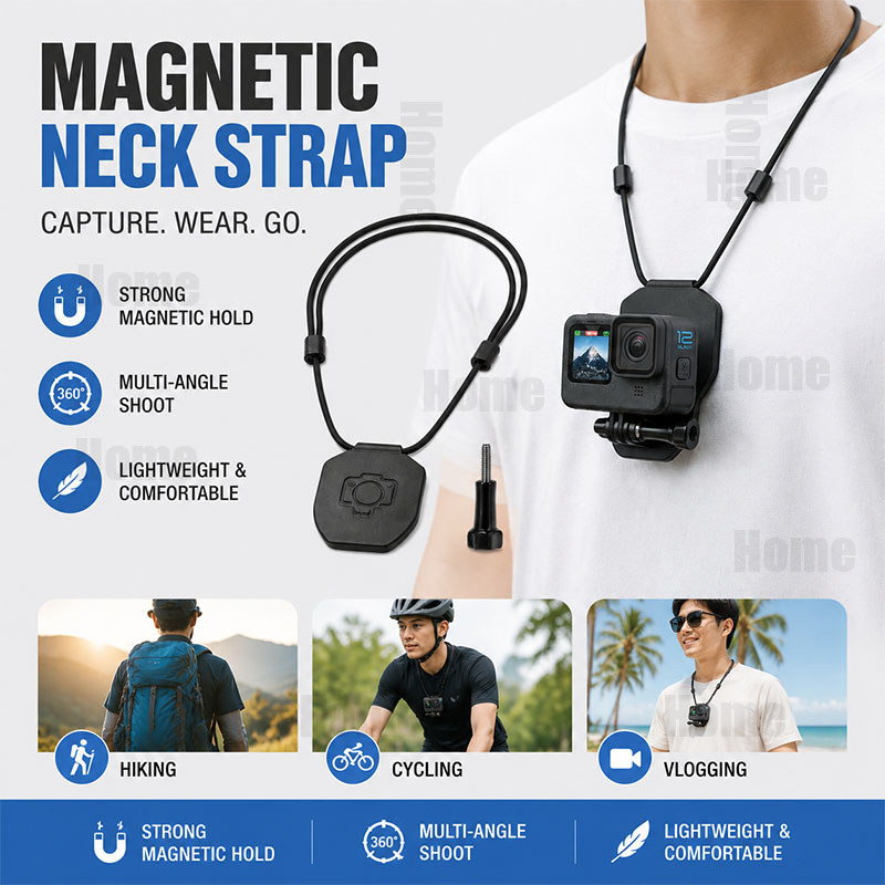 สายคล้องคอแม่เหล็ก Mount W/ Lanyard สําหรับ DJI Action 6/5/4/3 Insta360 Ace Pro 2 Gopro Aksesori Kam