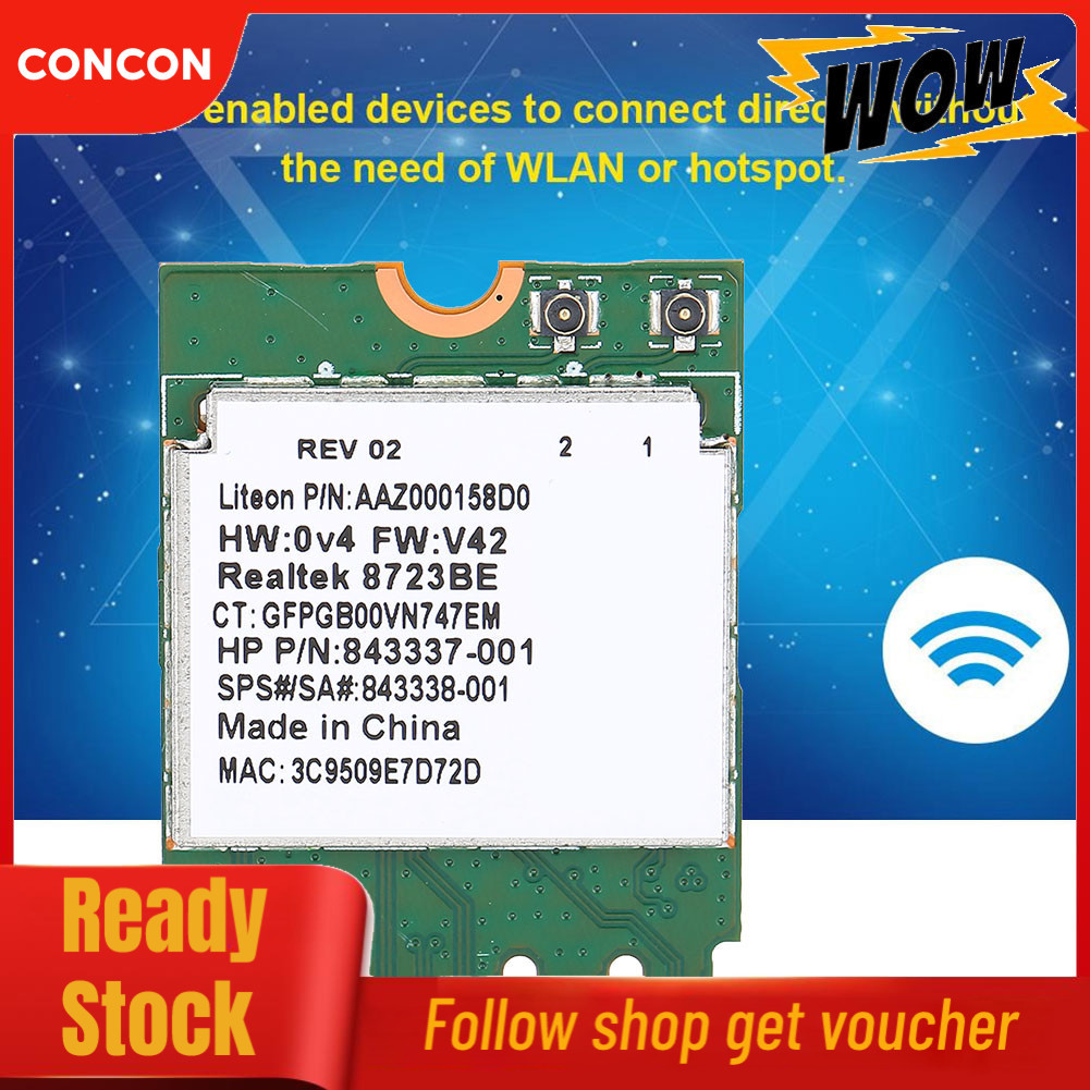 Concon Concon 2.4G บลูทูธ WIFI การ์ดไร้สาย 2 in 1 สำหรับ Dell/ Toshiba/ Acer/ Asus พร้อม NGFF M2 Slo