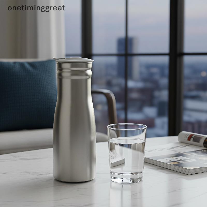 Onetiminggreat สแตนเลส 1L เหยือกน้ําเย็น Leakproof ปิดผนึกฝาปิดเหยือกแบบใช้ซ้ําได้สําหรับเครื่องดื่ม