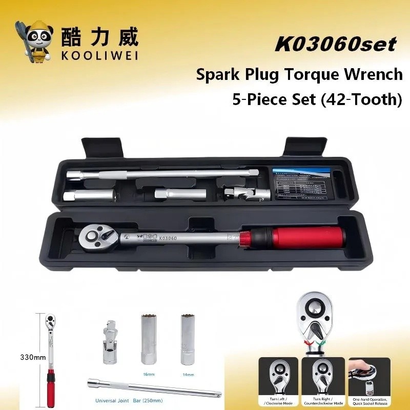 KOOLIWEI K03060set Spark Plug Digital Torque ประแจชุด 3/8 "5-60N.m ±2% 999Mem w/14/16 มม.ซ็อกเก็ต+Un