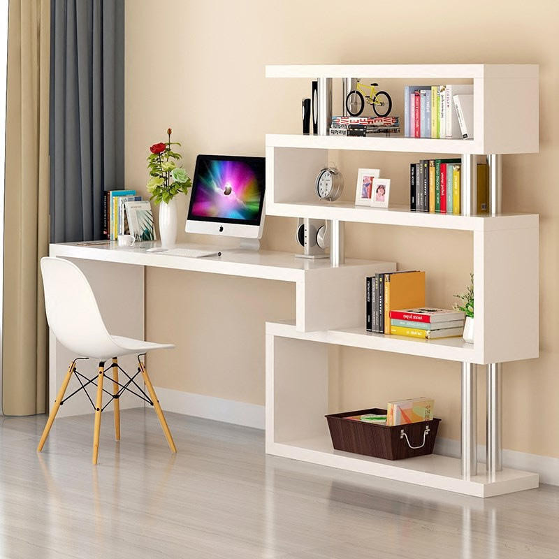 Simple Study Table With Bookshelf Long Table Corner Table Laptop Table Rotating Computer Desktop Des