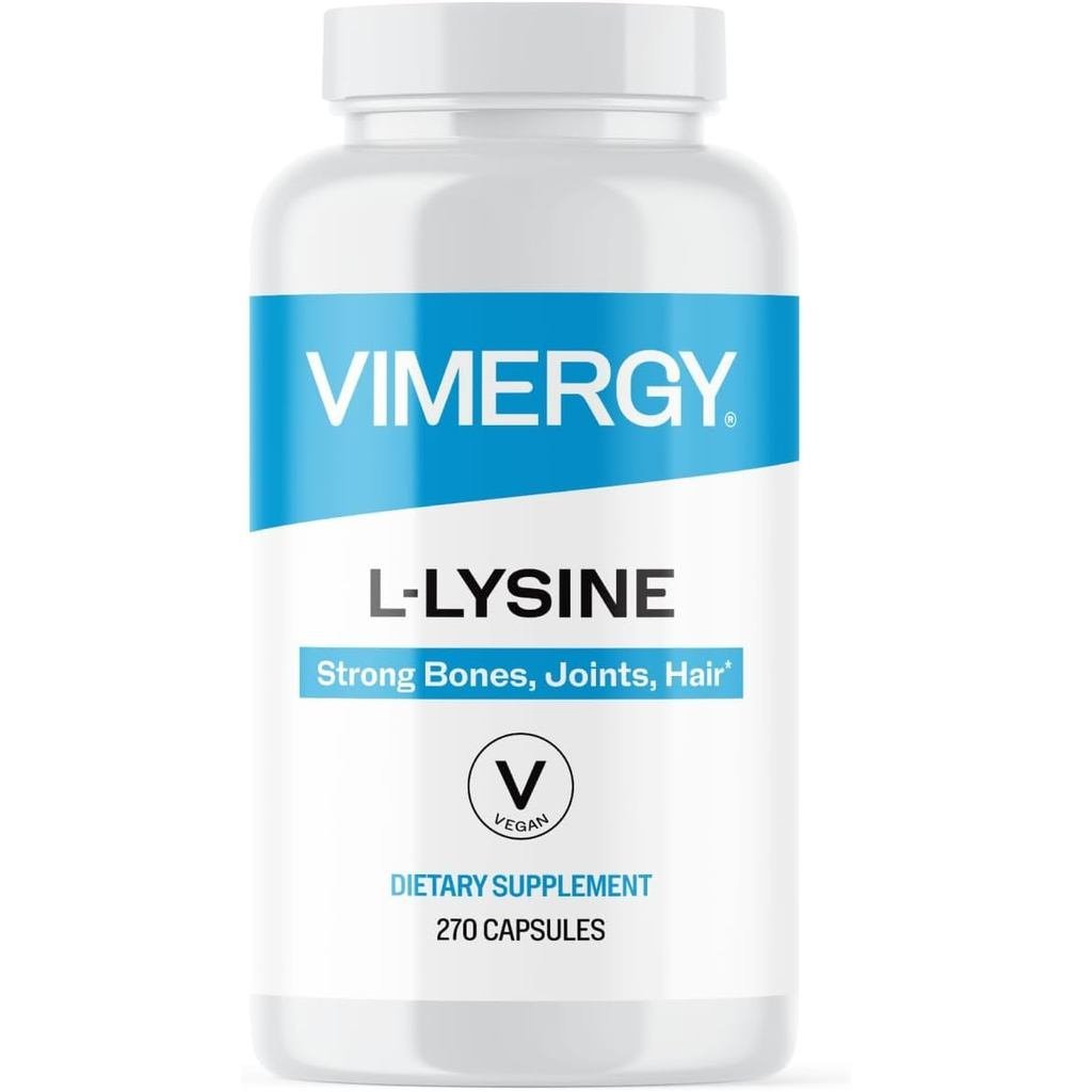 Vimergy L-Lysine, มังสวิรัติ, Kosher, Non-GMO, 270 แคปซูล, 67 เสิร์ฟ | ส่งเสริมผมเพื่อสุขภาพ , & เล็