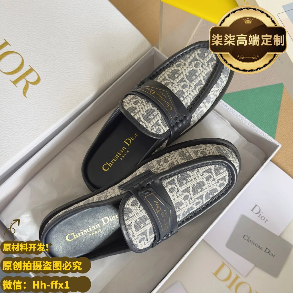 Luxury First Choice Dior Dior Boy Seriesรองเท้าไม่มีส้นครึ่งรองเท้าแตะMullerรองเท้ารองเท้าแตะDior Di