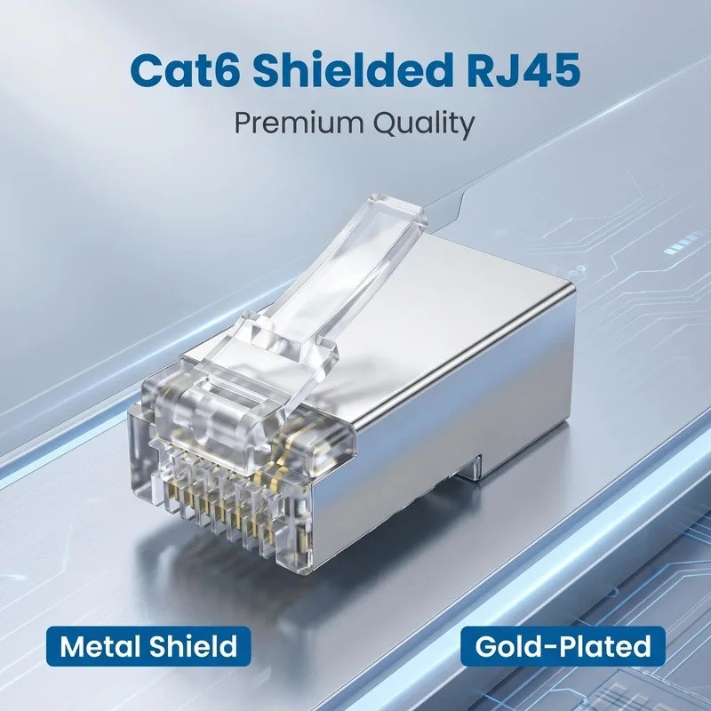 Ly ผ่านผ่าน RJ45 Connector 8P8C Cat7/Cat6/Cat5 Shielded Connectors คริสตัล End Gold-Plated 8P8C Crim