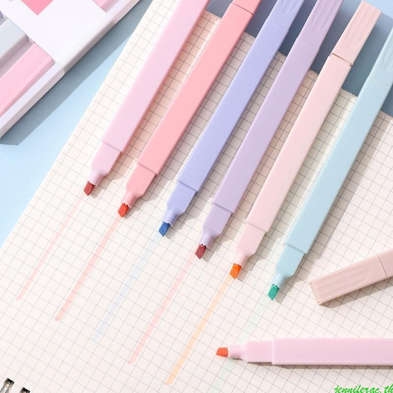 Jenniferac 6 ชิ้น Highlighter ปากกา Chisel Tip Highlighter Markers Bible Marker ปากกาสําหรับโรงเรียน