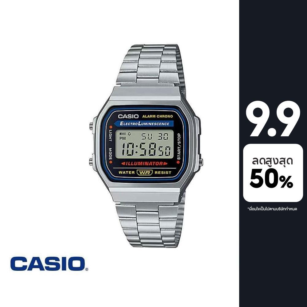 CASIO นาฬิกาข้อมือ CASIO รุ่น A-168WA-1Q วัสดุสเตนเลสสตีล สีเงิน