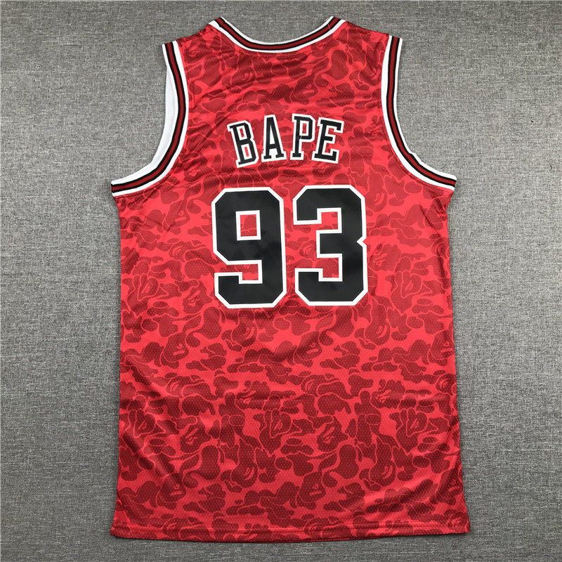 IDAWN7 NBA Chicago Bulls ปักโลโก้ # 93 Bape เสื้อบาสเก็ตบอล