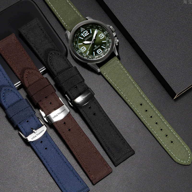 HAMILTON HAMILTON Strap Khaki Field Air Navy Nylon Canvas Strap HAMILTON 22mm