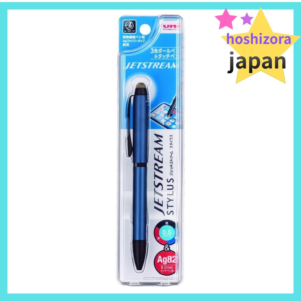 Mitsubishi Pencil Jetstream Stylus 3-Color Ballpoint Pen & Touch Pen, Twist-Retractable, 0.5mm, Navy