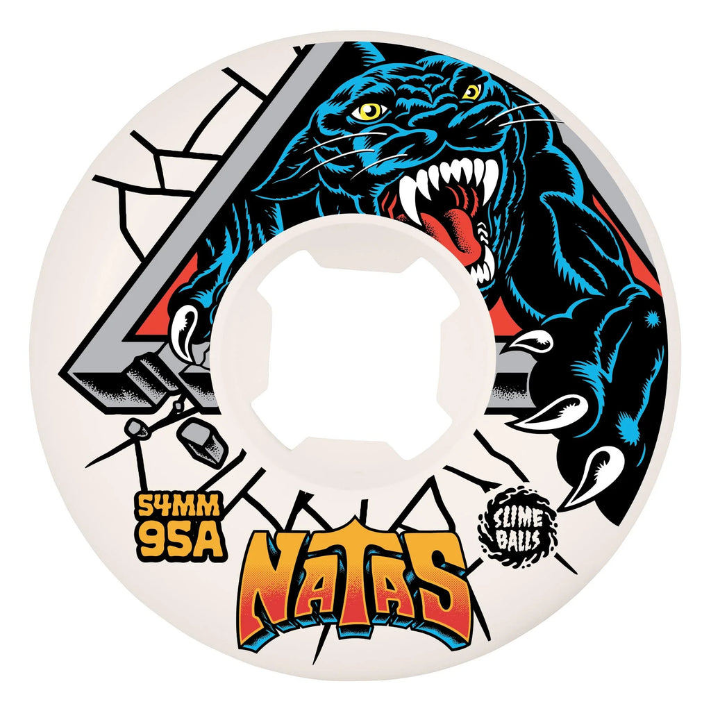 Slime Balls Natas Reissue White Hardline 95a Skateboard Wheels 54mm