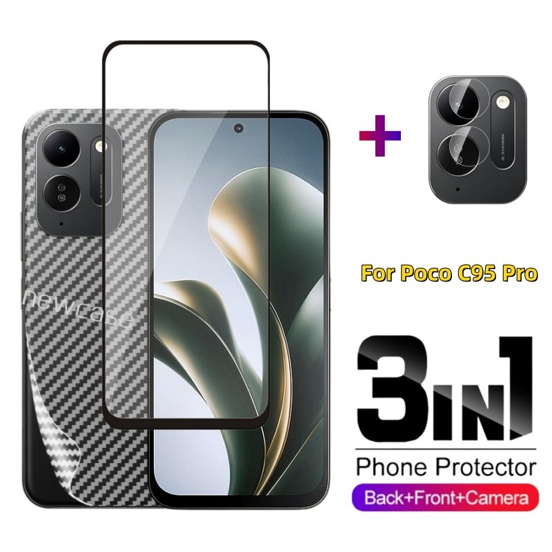 3in1 ฟิล์มป้องกันสําหรับ Xiaomi Poco C95 Pro C95Pro 4G 2026 PocoC 95Pro PocoC95Pro กระจกนิรภัยใสฟิล์