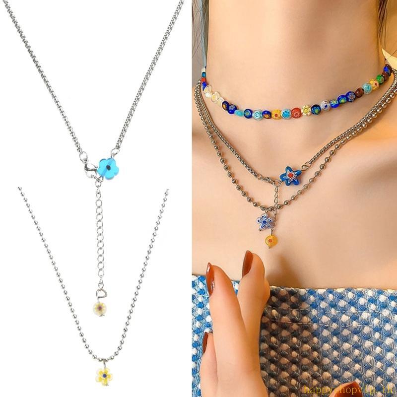 HSV ดอกไม้ Layered คอ Y2K Neckwear Choker คอเครื่องประดับสําหรับผู้หญิงหญิง