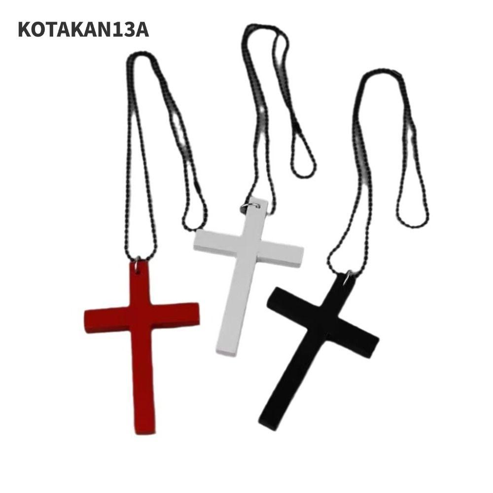 KOTAKAN13A สร้อยคอฮิปฮอป, Y2k Punk Gothic ไม้ Cross จี้สร้อยคอ, Vintage สีดําเสื้อกันหนาวเครื่องประด