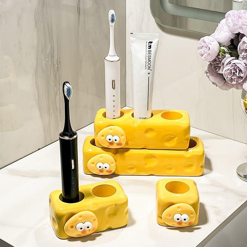 ที่ใส่แปรงสีฟันชีสที่ใส่ของใช้ในบ้านใหม่มัลติฟังก์ชั่ Washstand โต๊ะเครื่องแป้งแปรงสีฟันไฟฟ้า